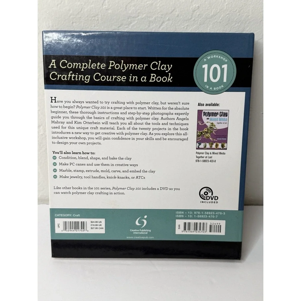 Polymer Clay 101 Book with DVD - Beginner‎ Craft Techniques Jewelry Canes Crafts
